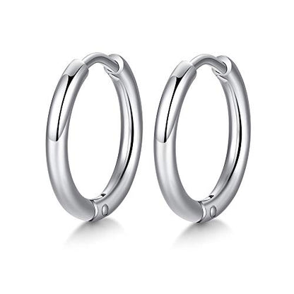FOSIR Stainless Steel Small Huggie Hoop Earrings for Women Men Cartilage Earring Hoops, 6/8/10/12mm Diameter - style: 8mm Silver(2pcs)