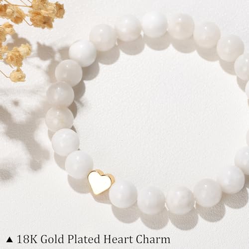 Healing Bracelet For Women Anxiety Beaded Bracelets Jewelry Healing Stone Crystal Bracelet Stress Relief Yoga Beads Chakra Bracelets Gifts For Women pink - color: Heart-Moonstone