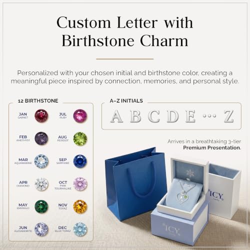 Sterling Silver Heart and Letter Personalized Birthstone Pendant with Box Chain Necklace - Heart & Letter - A - Peridot - August