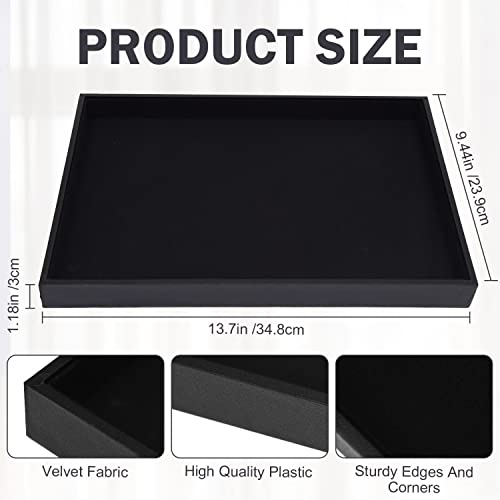 Velvet Jewelry Tray for Drawers Black Jewelrys Display Tray Stackable Jewelry Organizer Trays for Necklace Bracelet Ring Watch (1, Black) - color: Black