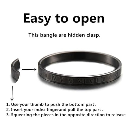 Mens Bracelet Beaded Bracelets Micro Pave Zircon Bracelets for Men Women Bracelets for Men Stainless Steel Cuff Bangle - color: black