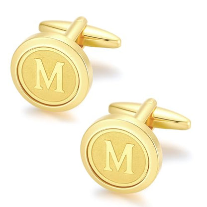 GWD Initial Cufflinks for Men Classic Cuff links Mens Letter Shirts CuffLinks Wedding Gift - color: M