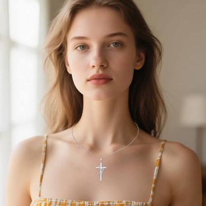 POPLYKE Cross Necklace for Women 925 Sterling Silver Cross Pendant Necklace Animal Jewelry Christmas Gifts for Women Mother Grandma - style: volleyball