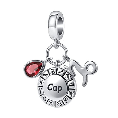 Teardrop Birthstone Birthday Constellation Charm for Women Pandora Bracelets Horoscope Zodiac Sign Anniversary Dangle Bead for Mom Sister Grandma - style: Capricorn(12.22-1.19)