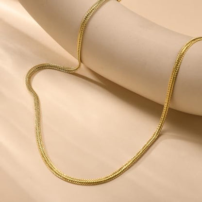 LUCA SMITH Gold Chains for Women & Men, 14K Gold Foxtail Chain Necklace Herringbone Chain Necklace Flat snake Chains 14K Gold Simple Layered Fashion Jewelry Gift for Women 18in 20in 22in 24in - size: 18in, style: Foxtail Chain-Premium Style