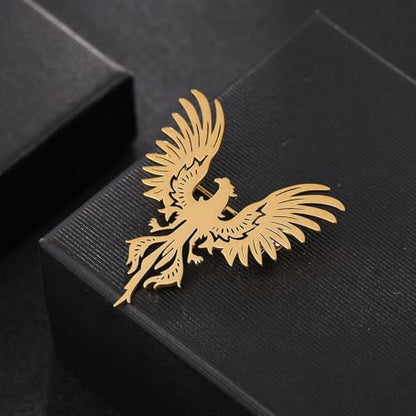 Large-sized Gold Color Phoenix Bird Brooch Wolf and Lion Brooch and Pin - style: Phoenix