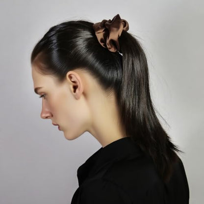 8pcs Hair Claw Clips and Scrunchies Set – Square Hair Clips for Women, Medium Non-Slip Matte, Large Satin Scrunchies, Hair Accessories for Thick Thin Hair, Party, Daily Use – Coffee - color: Mocha Brown Shades