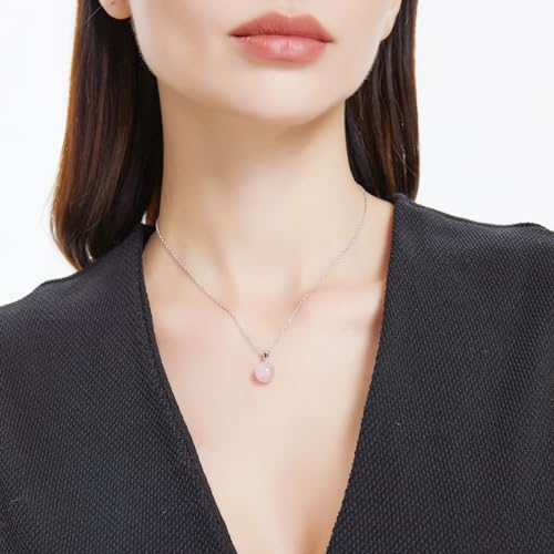 Natural Jade Necklace for Women Sterling Silver Adjustable Handmade Green Jade Pendant Necklaces Healing Crystal Necklace Good Luck Gift for Her - style: Rose Quartz Necklace