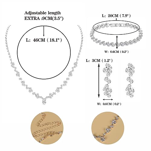 Crystal Wedding Jewelry Set, Necklace Earrings, for Accessories | Silver jewelry design, suitable almost occasions, non fading, non oxidizing, Valentine's Day gift, wedding jewelry sets - color: sliver