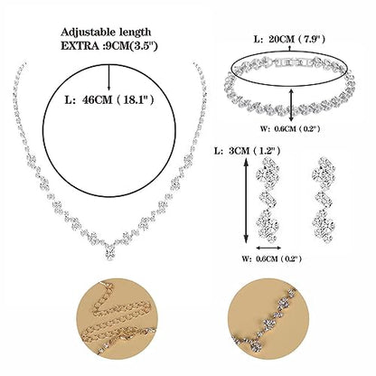 Crystal Wedding Jewelry Set, Necklace Earrings, for Accessories | Silver jewelry design, suitable almost occasions, non fading, non oxidizing, Valentine's Day gift, wedding jewelry sets - color: sliver