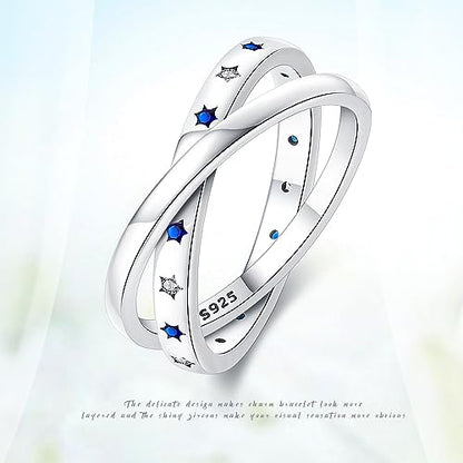 KUNSIR 925 Sterling Silver Rings Classic Cubic Zirconia Eternity Promise Statement Anniversary Wedding Bands Engagement Rings for Women Infinity Forever Love Ring Size 7-9 - style: Star Ring