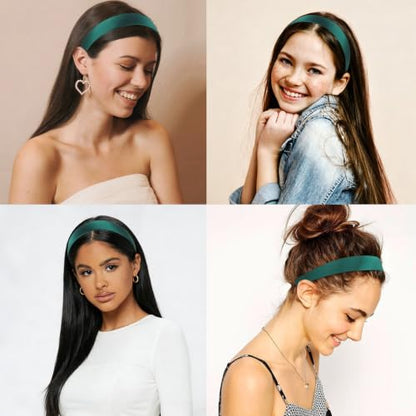 Wecoe Satin Headbands, 16 Pcs 1 Inch Hair Bands for Women & Girls(Set G) | Great for daily wear, festive looks & DIY crafts - color: Set G