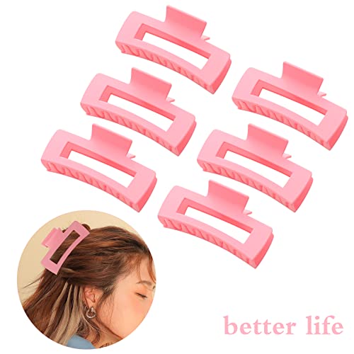 12 Pack Pink Square Claw Clips, Big and Small Neutral Rectangle Hair Claw Clips, Non-slip Matte Large Hair Clips for Women,Strong Hold jaw clip for Thick Thin Hair - color: Mixed Pink