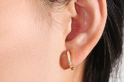 Barzel 18K Gold Plated Cubic Zirconia Huggie Cuff Earrings For Women - color: 3 Pack Gold