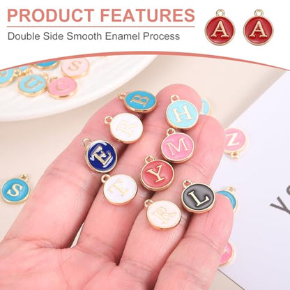 MECCANIXITY Letter Initial Charm Double Sided Alphabet Pendants A-Z Letter Charm for Jewelry Making Necklaces Bracelets Earrings DIY Accessories - color: Light Pink/Pink/Rose Red/Red