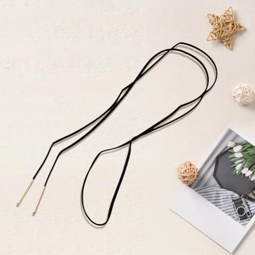 Faux Suede Thin Choker Necklace Gothic Bow knot Collar Chain Black Adjustable PU Leather Cord Necklace Velvet Long Wrap Rope Collar Tie Neck Chain with Gold Tube Ribbon for Women Party Prom