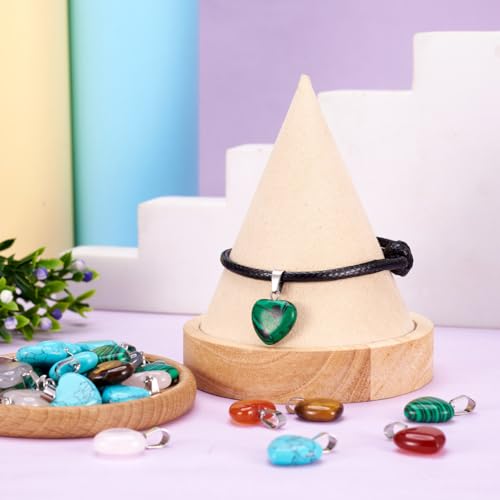 50pcs Heart Shaped Stone Pendants Healing Chakra Crystal Gemstone Rock Charms Random Mixed Bulk for Valentine's Day Gift Jewelry Making Hole: 2x7mm - color: 1-Mixed Color-Heart-Random 50pcs