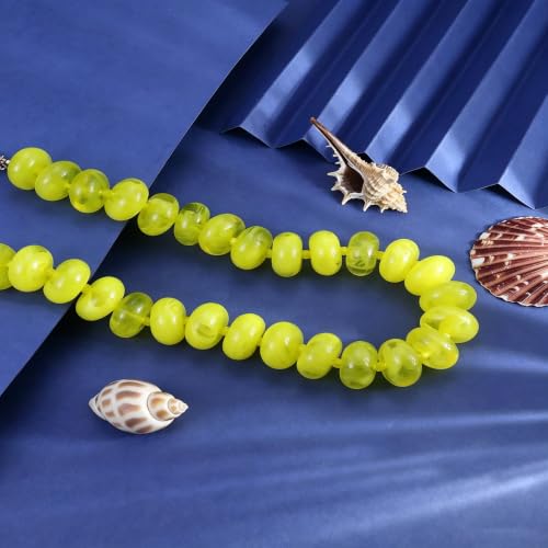 CSIYANJRY99 Chunky Beaded Necklace for Women, Large Colorful Resin Beads Statement Necklace, Boho Summer Beach Vacation Jewelry Gifts - color: Yellow