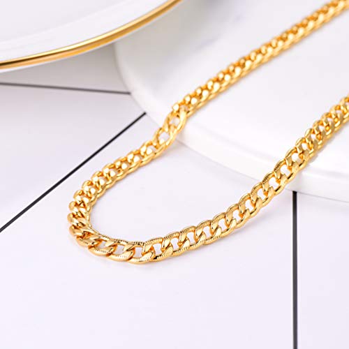 Men Cuban Chain Necklace for Men Stainless Steel 5mm Link Chain Women Dainty Necklace Gold/Silver/Black Plated Statement Jewelry 18/20/22/24/26/28/30 Inch - color: 5mm-Gold Cuban Chain, size: Length 18 Inch