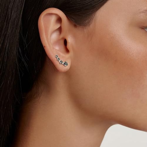 Silver Stud Earrings for Women Trendy - Sterling Silver Ear Climber Earrings Hypoallergenic Post Earrings for Sensitive Ears Colorful Cubic Zirconia Earrings Fashion Women's Earrings Gift for Birthday