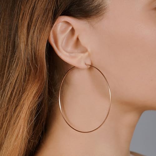 Thin Gold Hoop Earrings for Women, 70mm/2.75in Large Thin Hoop Earrings, Lightweight Big Gold Hoop Earrings for Women Jewelry Gifts - color: Gold