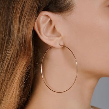 Thin Gold Hoop Earrings for Women, 70mm/2.75in Large Thin Hoop Earrings, Lightweight Big Gold Hoop Earrings for Women Jewelry Gifts - color: Gold
