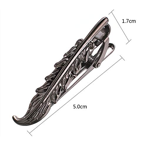 Yoursfs Feather Tie Clip For Men Stylish Tie Bar Metal Clasp Necktie Pin Business Wedding Clamp - style: black