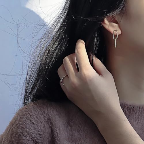 18K Gold-Plated Paperclip Earrings 925 Sterling Silver Posts Lightweight Hypoallergenic Earrings Jewelry Gift Birthday Present - color: Gold