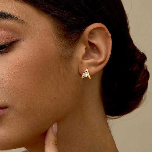 Gold Earrings for Women Trendy,14K Gold Plated Stud Earrings Dainty Simple Minimalist Hypoallergenic Earring for Women Gifts