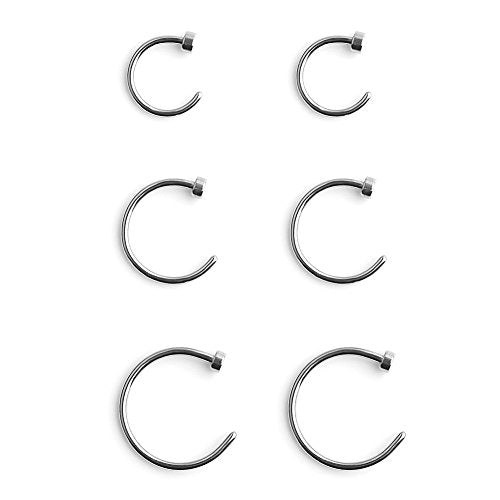 6-18pcs 18 Gauge Stainless Steel Body Jewelry Piercing Earrings Lip Nose Hoop Ring Unisex 6mm 8mm 10mm - color: 6PCS - Silver