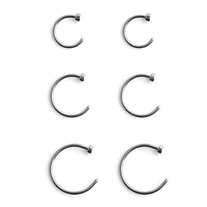 6-18pcs 18 Gauge Stainless Steel Body Jewelry Piercing Earrings Lip Nose Hoop Ring Unisex 6mm 8mm 10mm - color: 6PCS - Silver