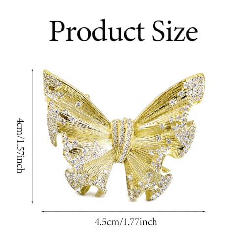 Gold Butterfly Rhinestone Brooch Pin for Women Exquisite Golden Brooch Pin Elegant Dress Broochs Pins Suit Shirt Broochs Pins Butterfly Jewelry Accessories Gift - color: Gold 2