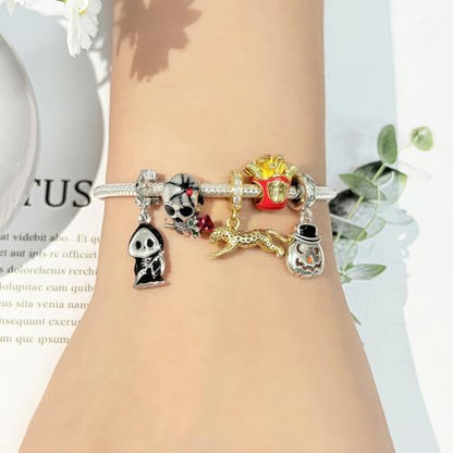 925 Sterling Silver Bead Charm for Pandora Bracelets and Necklaces,Pink Bow Cherry Butterfly Blue Ocean Pendant Bead Charms Jewelry Present Valentines Gifts for Wife/Girlfriend Women - style: Golden Cheetah Charms