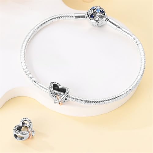 Charm for Bracelets and Necklaces, Heart Animals 925 Sterling Silver Bead Celestial Sun Moon Star Charms Jewelry Gift for Women Girls - color: Heart and Ring Charms