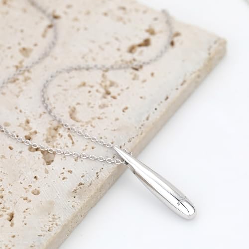EVEYE S925 Sterling Silver Necklace For Women, Teardrop Pendant Necklaces, Pear Pendant Necklace Jewelry Minimalist style Gift - color: Silver