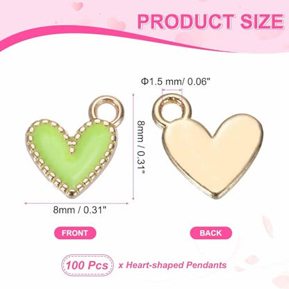 MECCANIXITY Enamel Alloy Heart Charm,Valentine Heart Pendants Love Jewelry Making Charm for DIY Necklace Bracelet Earrings Keychain - color: Light Yellow