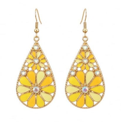 Colorful Green Teardrop Earrings for Women - Bohemian Style Enamel Dangle Earrings Lightweight Fashion Jewelry for Daily/Wedding/Party - color: Yellow