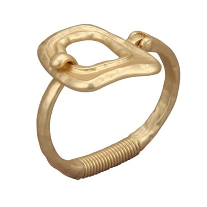 GelConnie Chunky Cuff Bangle Bracelet for Women, Statement Jewelry | Gold and Silver Tone Cuff Bangles with Resin, Crystal and Textured Accents for Party, Vacation and Dressy Looks - style: Bangle 03-Gold
