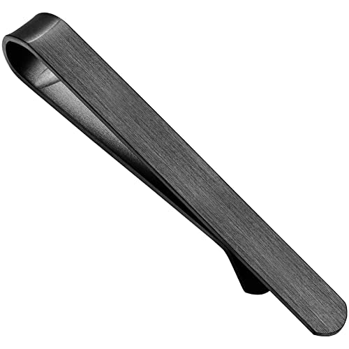 2.2/2.5 Inch Tie Clips for Men in Gift Box, Tie Bar Clip Set for Mens Regular Tie or Traditional Tie, Birthday Anniversary Christmas Gift - size: 2.2 Inch, style: 1PCS-Black Brushed