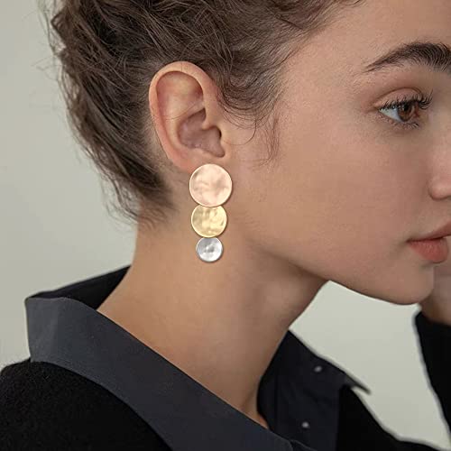 FANZE 2-3 Pairs Clip on Earrings Drop Earrings Set,Big Matte Gold Earrings Statement Earrings Jewelry Gift for Women - color: Set-7