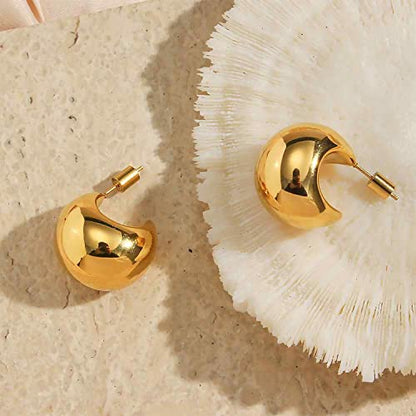 Chunky Gold Hoop Earrings for Women 14k Gold Plated Thick Triple Earrings | Hypoallergenic Trendy Chunky Gold Hoops Earrings,Dainty Jewelry Gifts for Women - style: Gold Hoop Earrings
