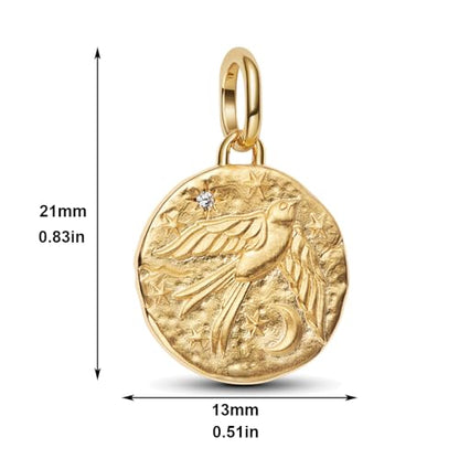 925 Sterling Silver Dangle Charm Fit Women Bracelet And Necklaces Jewelry | Medallion Pendants Beads Jewelry Charms for Women Fashion Gift Family Friends Mother's Day - color: Swallow Medallion Charm M1781
