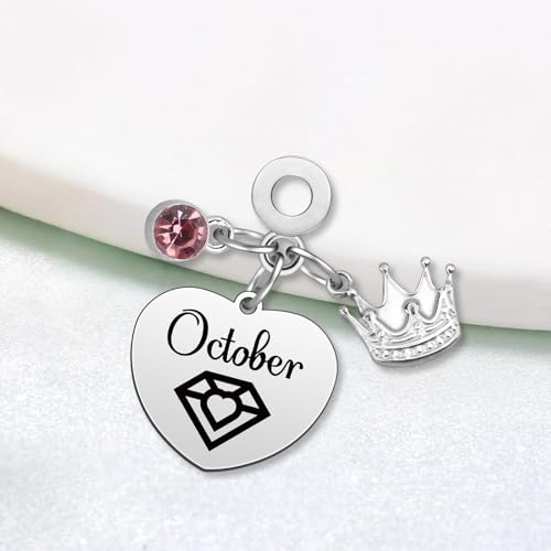 Birthday Gifts for Women Birthstone Charms for Bracelets Necklaces Jewelry Gift for Mom Wife Daughter Granddaughter Niece Sister Girlfriend - color: October