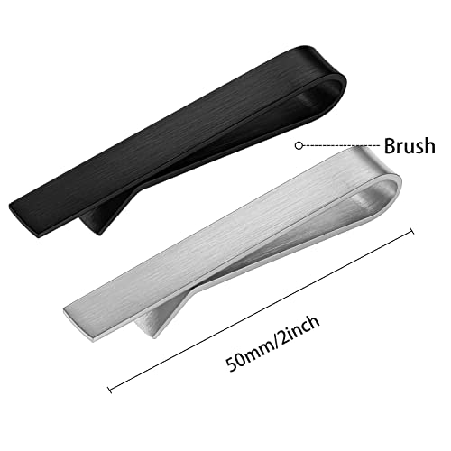HAWSON Skinny Tie Clip Bar Set, 2 Inch Tie Clip for Men - Wedding, Meeting, Party Gift Set - color: A-BW-8pcs Brush set