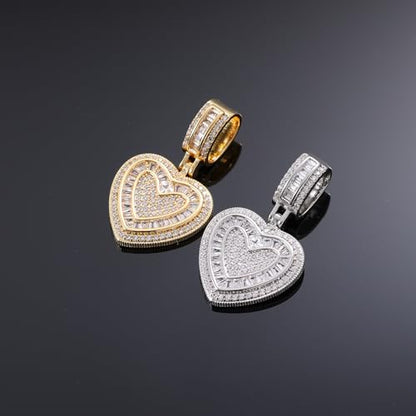Lulu Mel Silver Heart Necklace 14K Gold Plated Heart Pendant Cubic Zirconia Necklace for Women Men, Iced Out Love Necklace Jewelry Gift Valentine's Day/Mother's Day/Christmas/Anniversary/Birthday Gift - color: Silver, style: Small Heart