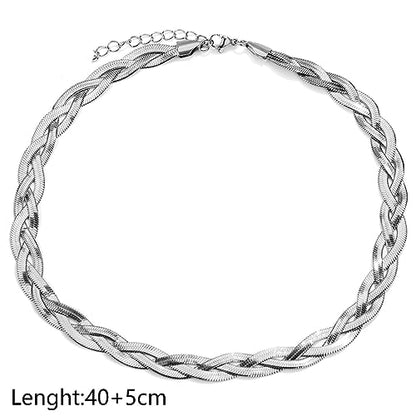 Jude Jewelers Stainless Steel Three Layers Curb Cuban Snake Style Chain Statement Choker Necklace - color: Silver