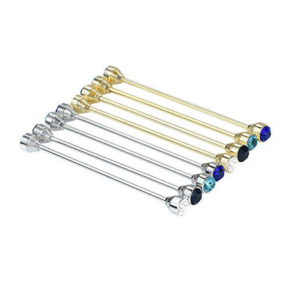 8PCS Men's Crystal Collar Bar Necktie Clasp Lapel Stick Brooch Shirt Collar Stay Cravat Tie Pin Stud Bar Clips Silver Gold Black Rose - color: Gold Silver