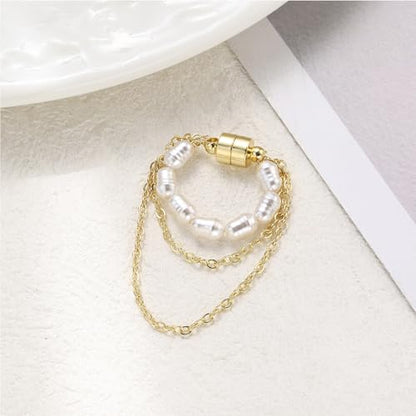 14K Gold Plated Ear Cuff Earring for Women Non Piercing, Dainty Pearl Tassels Beads Ear Cuff Minimalist Cuff Earrings Jewelry Gift - style: Pearl Tassel Chain