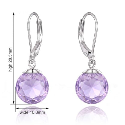 Pearl Leverback Earrings for Women Dangle Round Gemstone Earrings Birthstone Jewelry Gift Anniversary for Her - color: 06 June birthstone