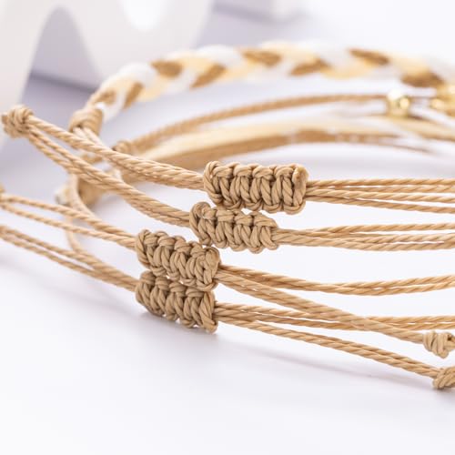 Sunflower Friendship Bracelets Boho Stackable String Bracelets Cute Trendy Gifts for Teen Girls Women - color: Sand
